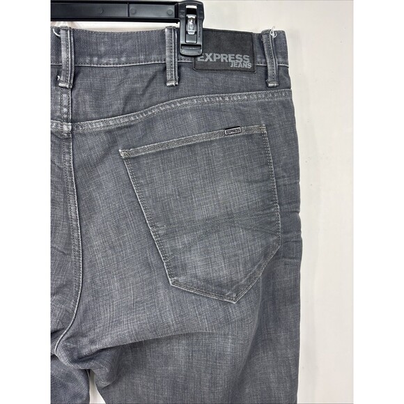 Express Blake Loose Fit Boot Cut Denim Gray Jeans Mens Size 38 x 32 EUC - Picture 11 of 16